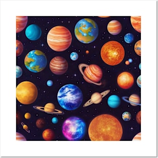 planets kawaii  T-Shirt outer space art Posters and Art